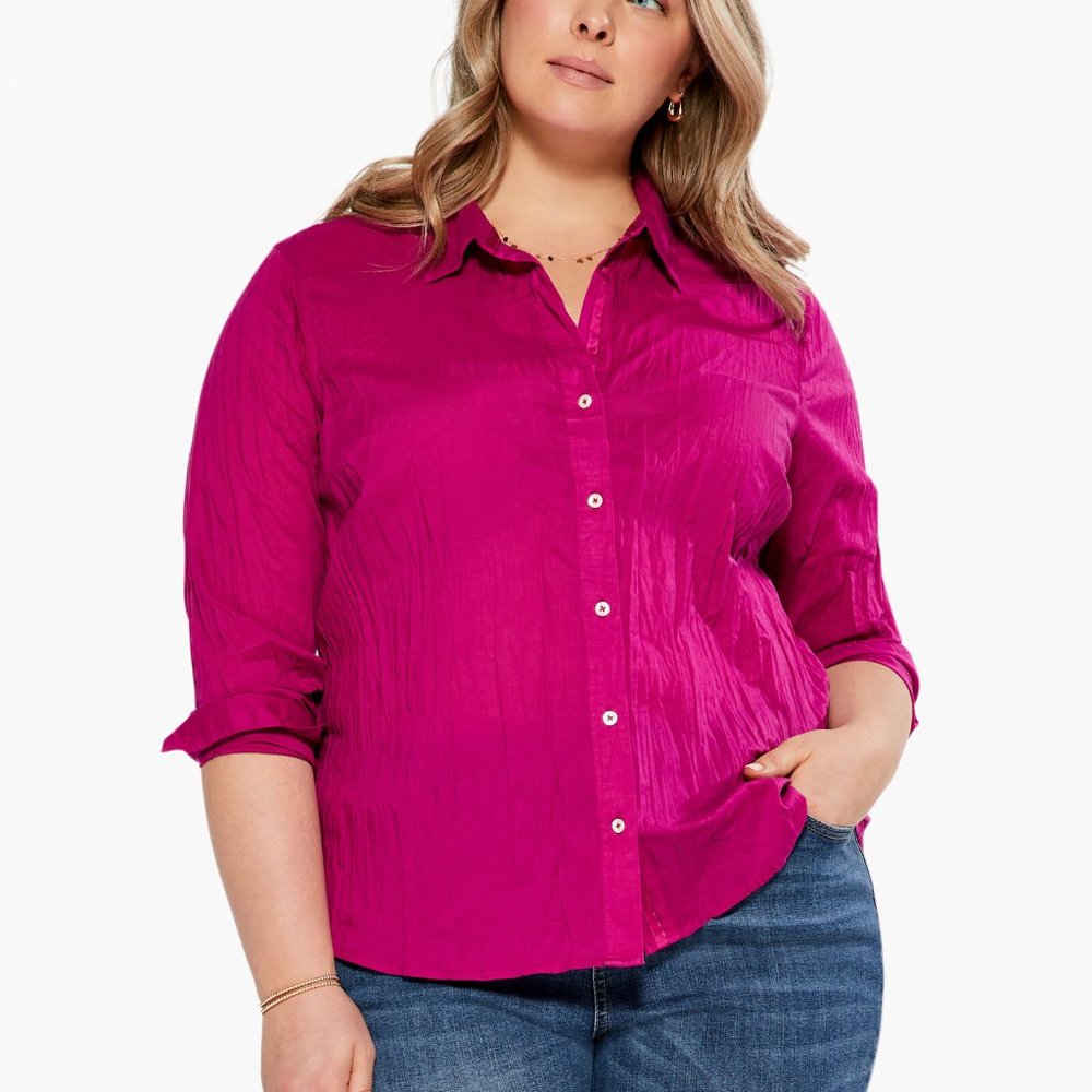 NWT Nic & Zoe Crinkle Shirt in Orchid Petal 3X